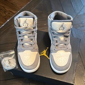 Jordan High-Top Sneakers in Gray and Cream